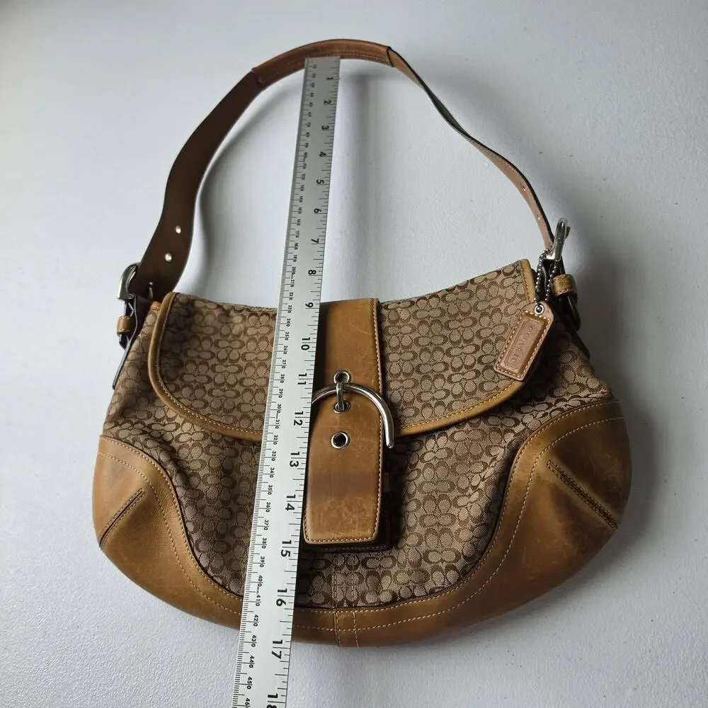 Vintage Coach Signature Soho Bag 6808 Medium Brown Canvas CC Leather Shoulder